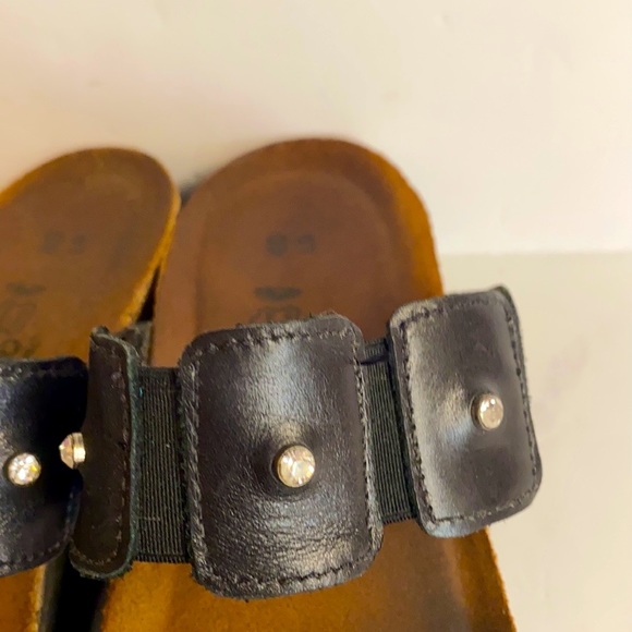 Naot -Ashley Black Madras Black Leather Wedge Sandal with Rhinestones Size 9.5 - Picture 10 of 10
